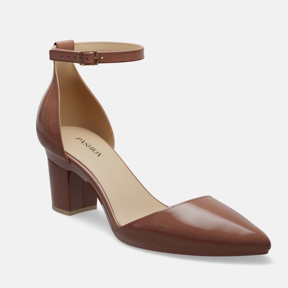 CONVERTIBLE HEEL - Pashion 1.0 The D'Orsay Walnut Patent Block 3 Inch - Picture 3 of 7